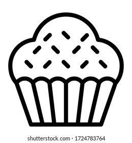 Cupcake or Muffin vector illustration, Baked good line style icon