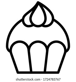 Ilustración de la torta o del vector Muffin, icono de estilo de línea buena horneada