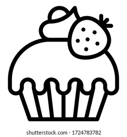 Cupcake or Muffin vector illustration, Baked good line style icon
