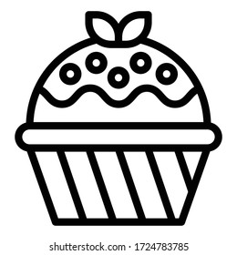 Cupcake or Muffin vector illustration, Baked good line style icon