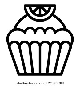 Cupcake or Muffin vector illustration, Baked good line style icon