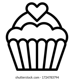 Ilustración de la torta o del vector Muffin, icono de estilo de línea buena horneada