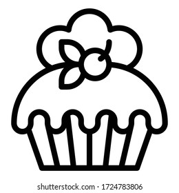 Cupcake or Muffin vector illustration, Baked good line style icon