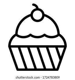 Cupcake or Muffin vector illustration, Baked good line style icon