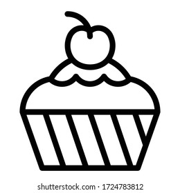 Cupcake or Muffin vector illustration, Baked good line style icon