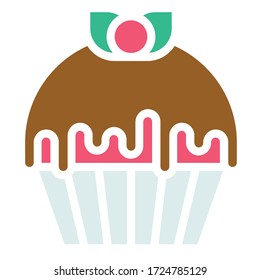 Ilustración portadora de pastel o Muffin, icono de estilo plano bueno al horno