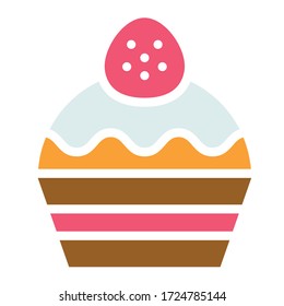 Cupcake or Muffin vector illustration, Baked good flat style icon