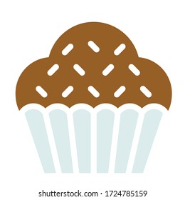 Ilustración portadora de pastel o Muffin, icono de estilo plano bueno al horno