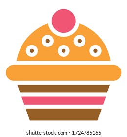 Cupcake oder Muffin Vektor-Illustration, Backed good flat style Icon