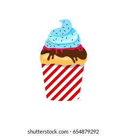 Cupcake or muffin vector illustration. For bakery menu or candy bar flyer.
