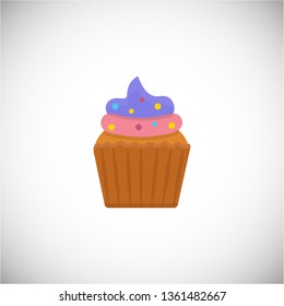 Cupcake, muffin vector illustration isolated on white background. Cupcake in flat, cartoon style. EPS10