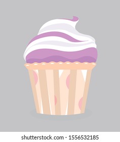 Cupcake or muffin. Vector illustration. Isolated