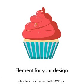 Torta, Muffin. Ilustración vectorial aislada en un fondo blanco.