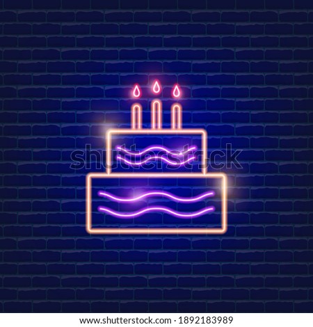 Cupcake neon icon. Vector illustration of food concept. Sign for web design.
