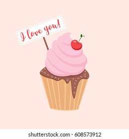Cupcake with note i love you