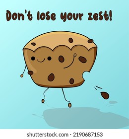 Cupcake on the blue gradient background. Funny text 
