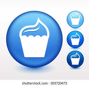 Cupcake on Blue Round Button