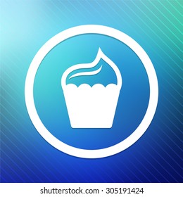 Cupcake on Blue Round Button