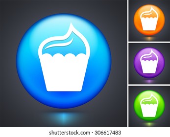 Cupcake on Blue Round Button