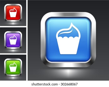 Cupcake on Blue Square Button