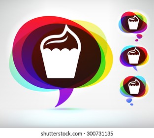 Cupcake on Colorful Speech Bubble