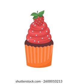 Cupcake on an isolated background. Vector illustration in a flat style