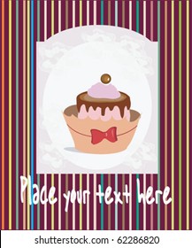 cupcake on a stripy and colorful background