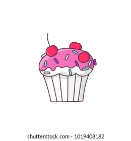 Cupcake on a white background. It can be used for card, sticker, patch, phone case, poster, t-shirt, mug etc.