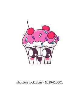 Cupcake on a white background. It can be used for card, sticker, patch, phone case, poster, t-shirt, mug etc.