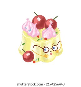 Pastel con fondo blanco aislado. Ilustración del vector