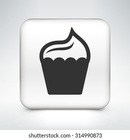 Cupcake on White Square Button