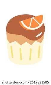 Cupcake with Orange and Chocolate Sauce Topping
