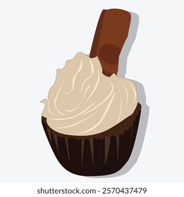 cupcake with an oreo cookie in cream topping.