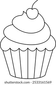 Cupcake outline best for design coloring book 