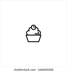 Cupcake outline icon illustration- vector
