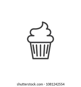 Cupcake outline icon. linear style sign for mobile concept and web design. Muffin cake simple line vector icon. Symbol, logo illustration. Pixel perfect vector graphics