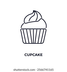 cupcake outline icon. Linear vector from kitchen concept. Thin line cupcake icon isolated on white background