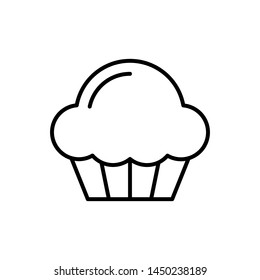Cupcake outline icon on white background. Muffin icon