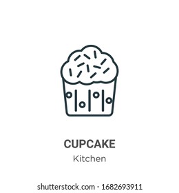 Cupcake outline vector icon. Thin line black cupcake icon, flat vector simple element illustration from editable kitchen concept isolated stroke on white background