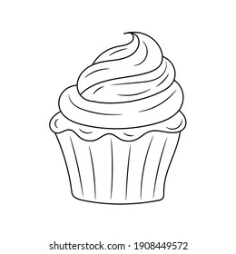 Cupcake outline vector sign, linear style pictogram  vector illustration, isolated on white 