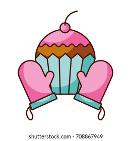 cupcake party and potholders baking kitchen