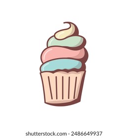 Cupcake with pastel colors vector clipart