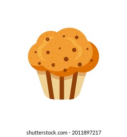 CUPCAKE PASTRY BAKING, CARTOON STYLE, INSULATED ON WHITE BACKGROUND EPS 10