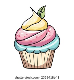 cupcake, pastry, colorful vector illustration