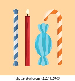 cupcake pastry set four icons