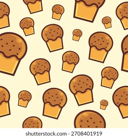 Un Diseño De Patrón De Cupcake. Fondo de pantalla de ilustración de comida rápida sin costura