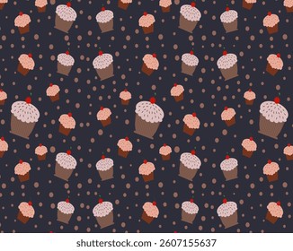 Cupcake pattern illustrated in vector