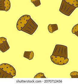 Cupcake pattern pastries, bakery, sweets vector pattern 