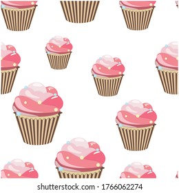 Cupcake pattern. Seamless colorful cupcake pattern. Vector illustration