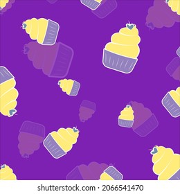 Cupcakes-Muster süße Nahrung Vektor-Nachtisch Gebäck leckere Creme